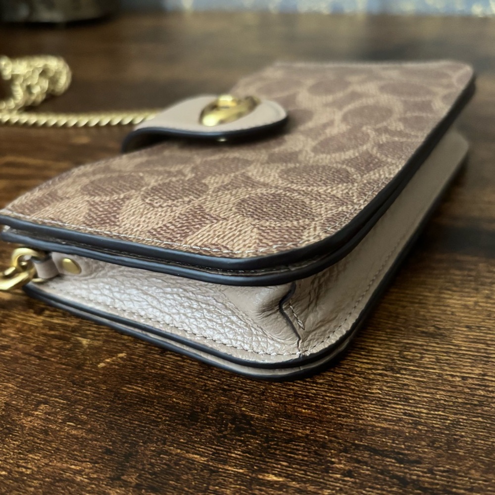 Coach Signature C Wallet on Chain Crossbody in Taupe - Picture 11 of 13